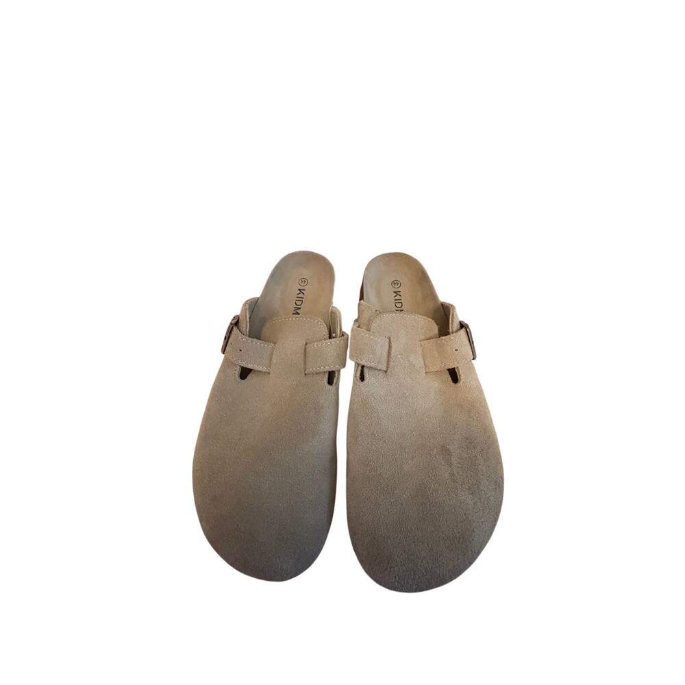 KIDMI Suede Clog Mules Beige Tan Two Strap Buckle Slides Size 44